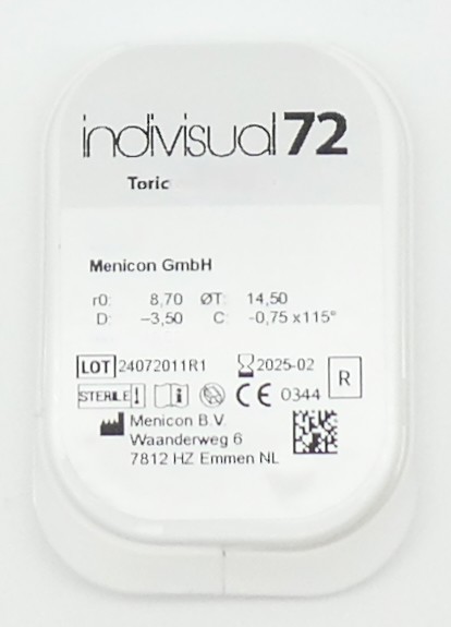 Menicon Indivisual72 Toric Hydrogel - 1Linse